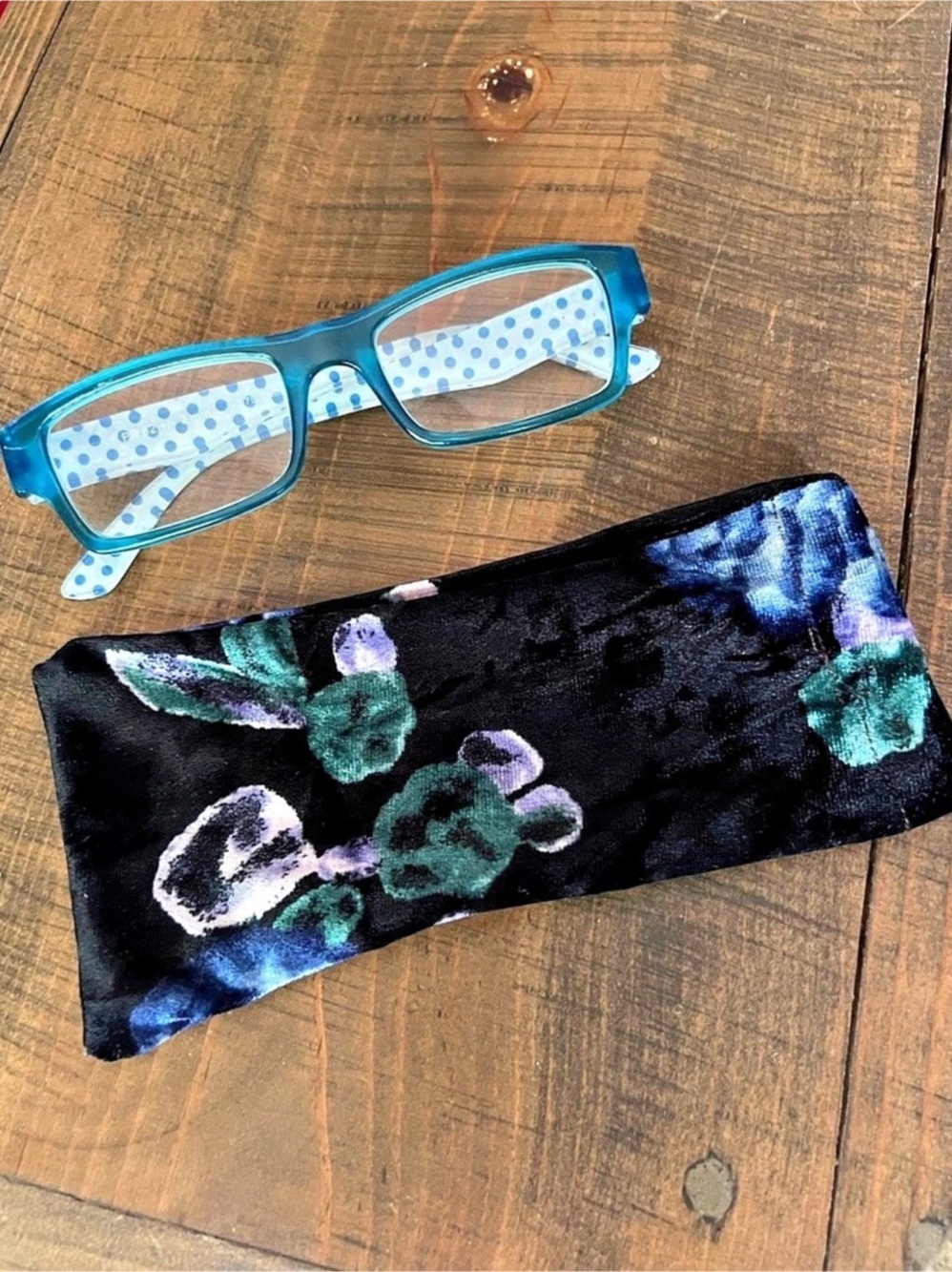 Blue & White Polka Dot Glasses